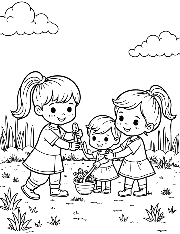 Gardening coloring page