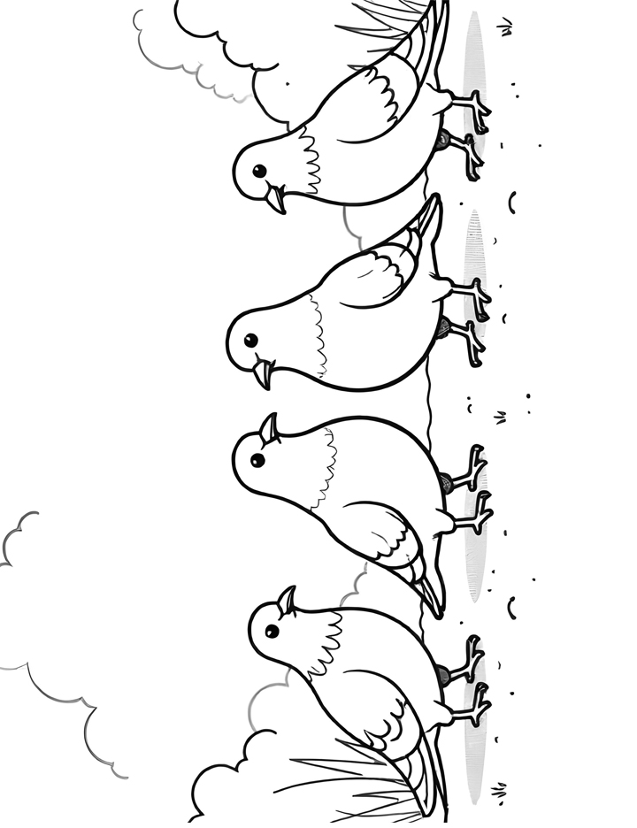 Group of pigeons coloring page