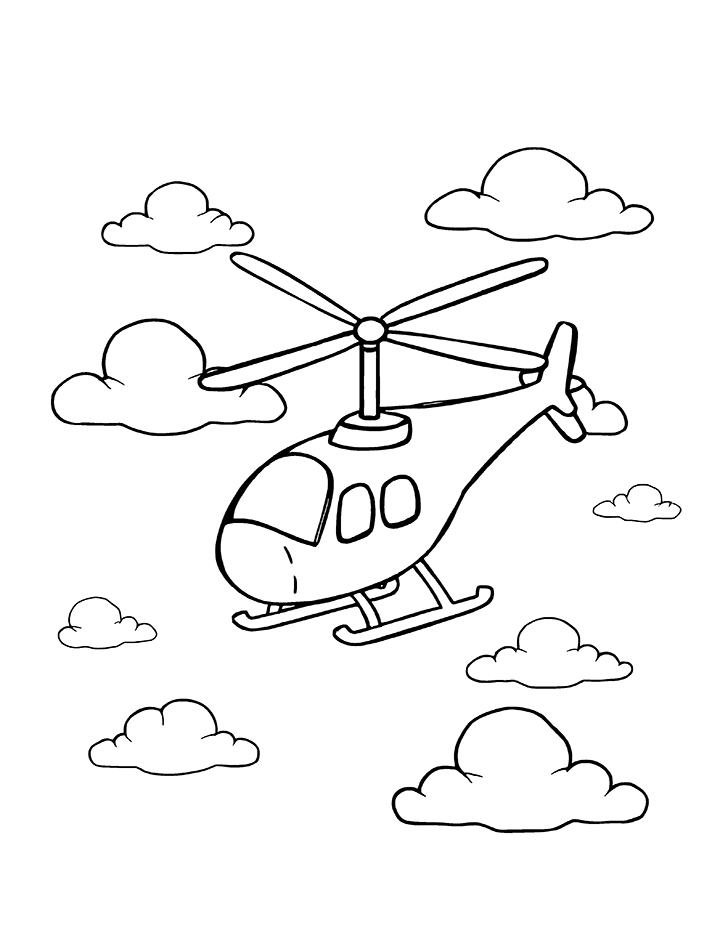 Helicopter color drawing coloring page