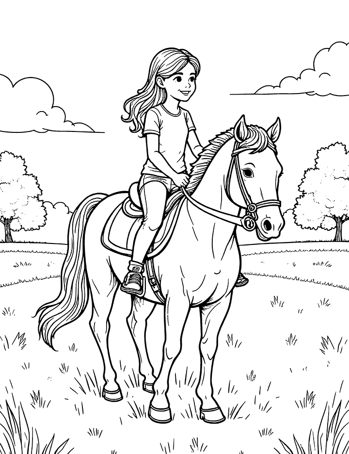 Horseback riding coloring page 4