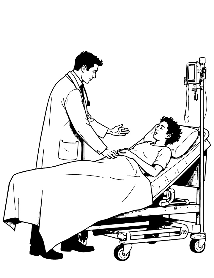 Hospital scene coloring page