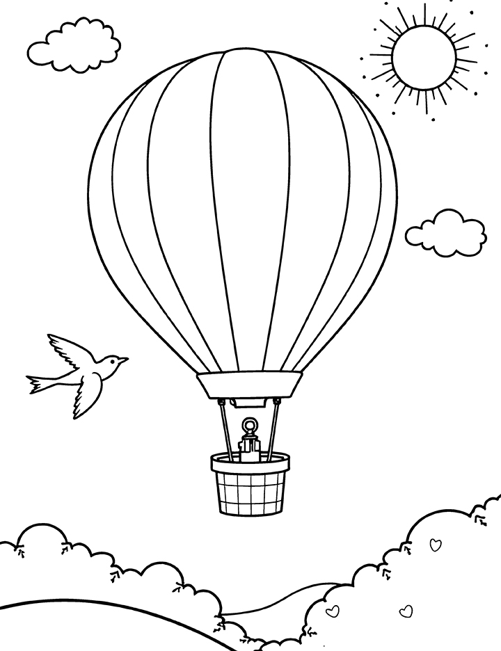 Hot-air balloon in the Sky coloring page