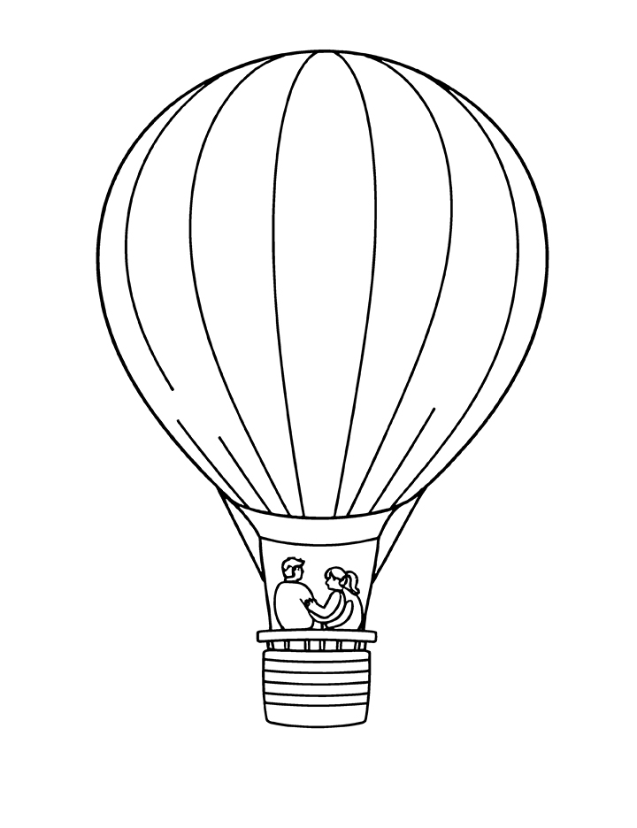 Hot air balloon ride coloring page