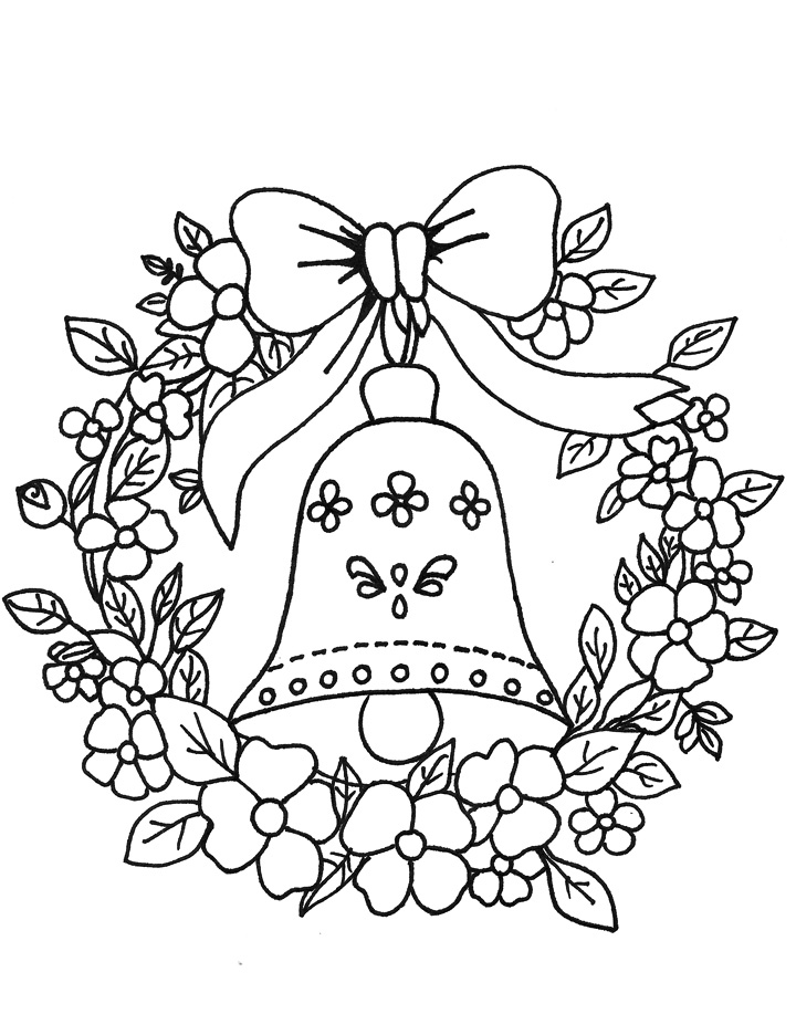 Jingle bell with wreath coloring page