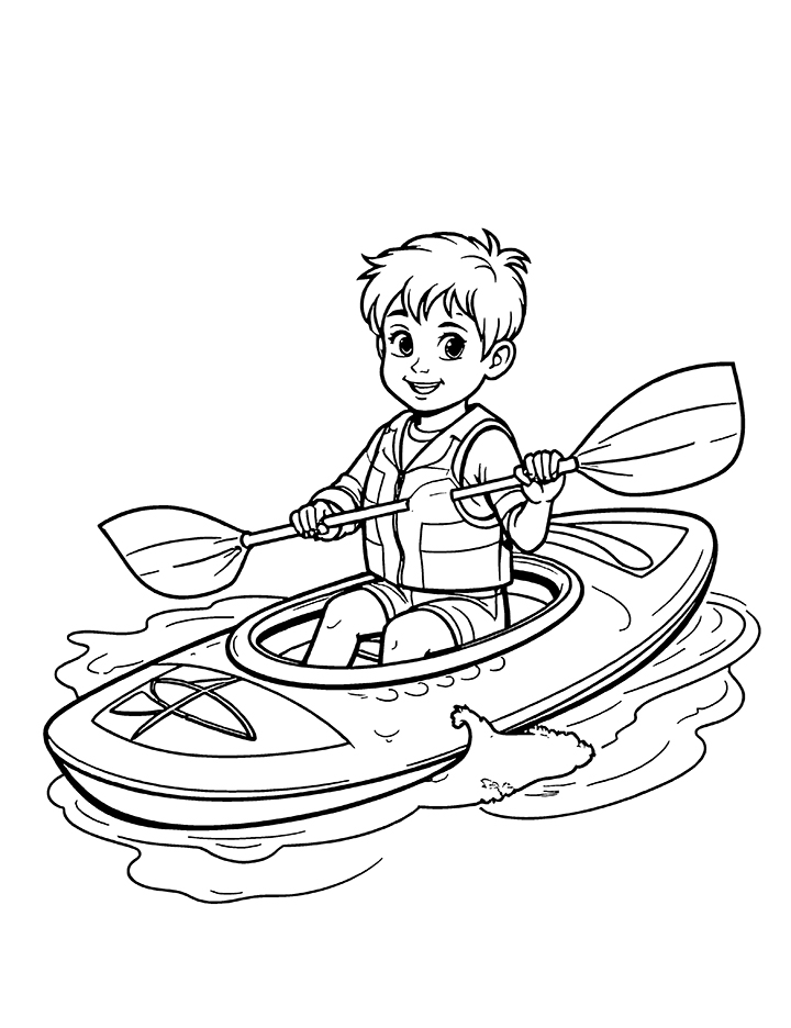 Kayak coloring page