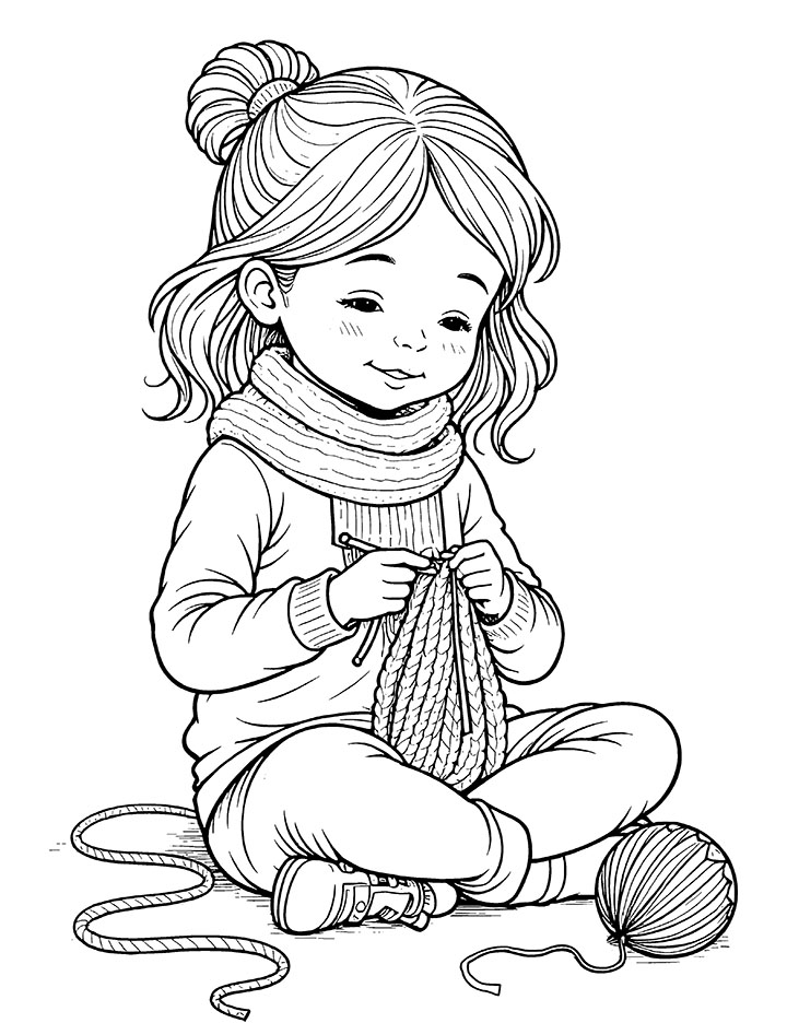 Knitting coloring page 2