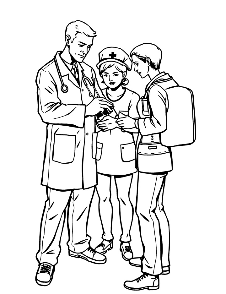 Medical team coloring page