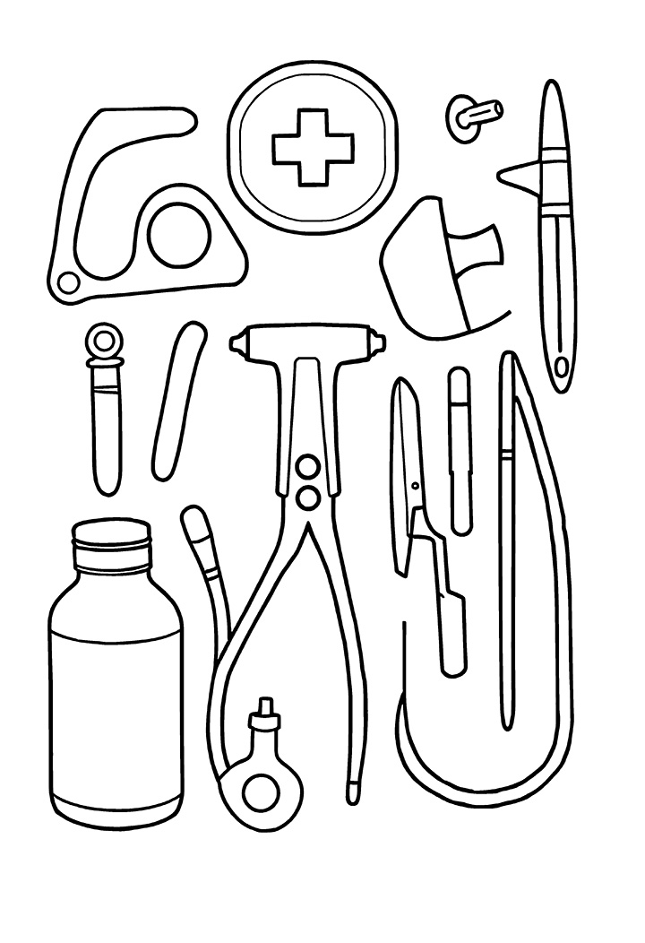 Medical tools coloring page 2