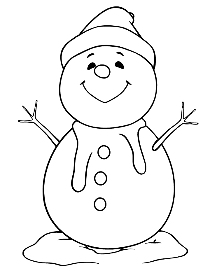 Melting snowman coloring page