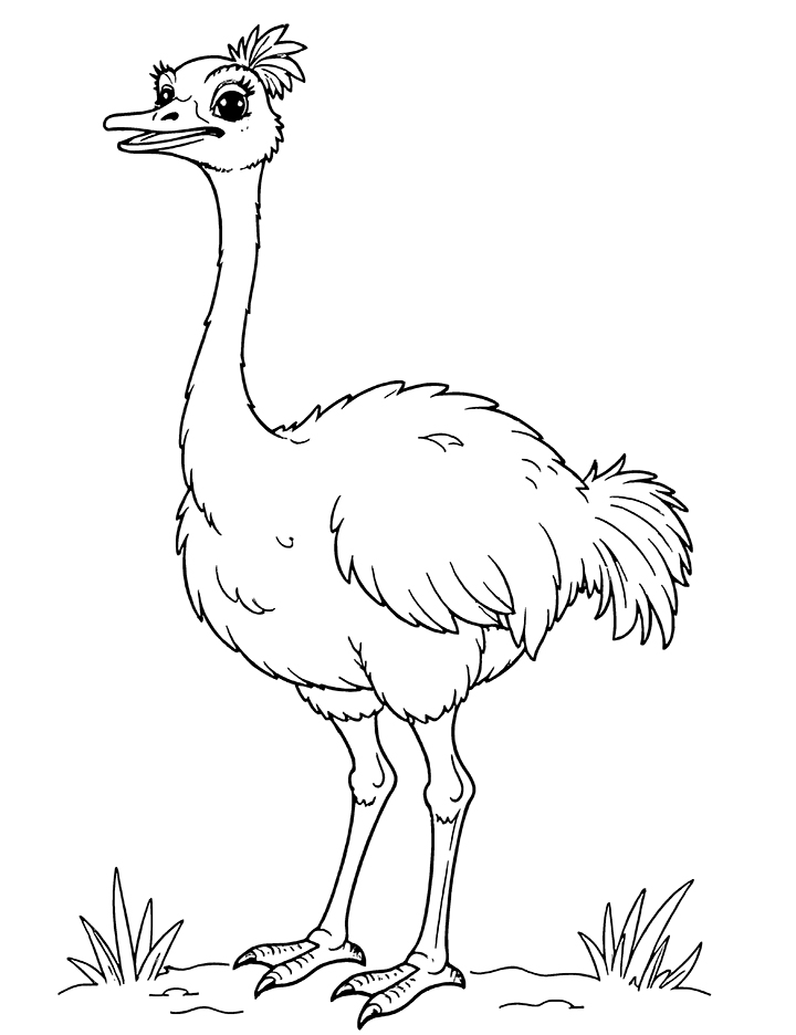 Ostrich ready to run coloring page