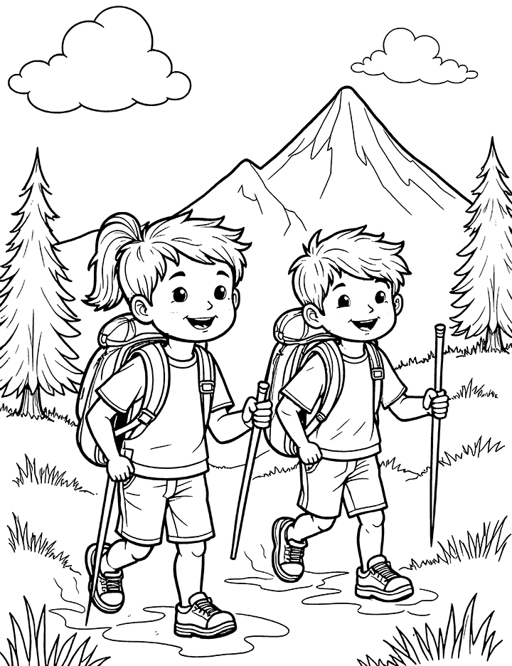 Outdoor adventure coloring page 3