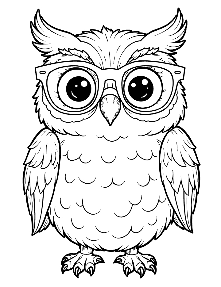 Owl with glasses coloring page