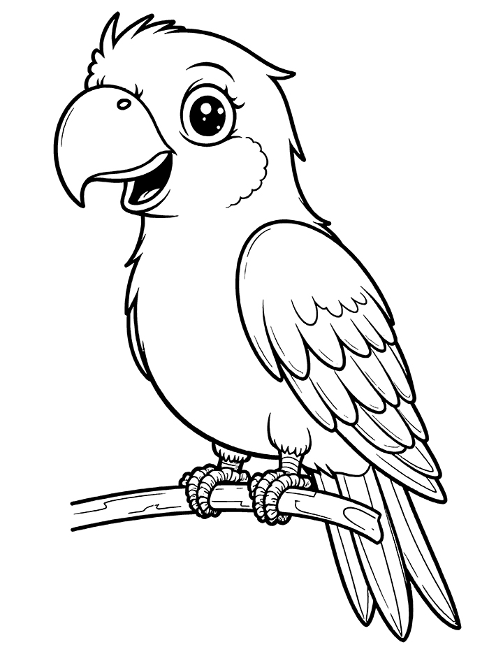 Parrot with vibrant feathers coloring page