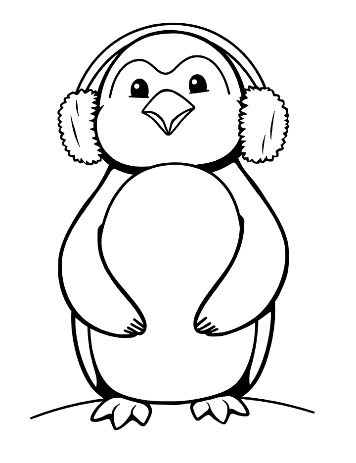 Penguin listening to song coloring page