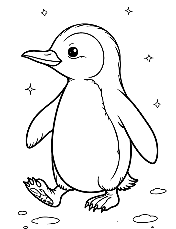 Penguin walking coloring page