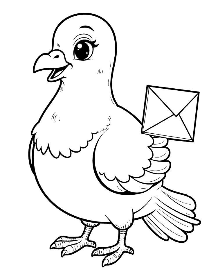 Pigeon carrying a message coloring page