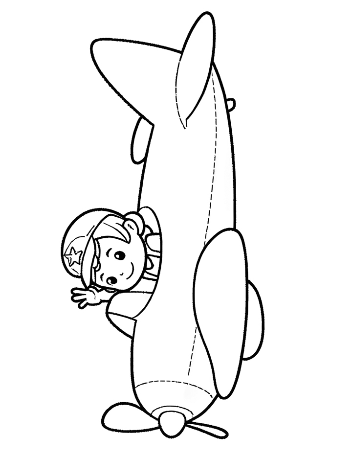 Pilot waving coloring page