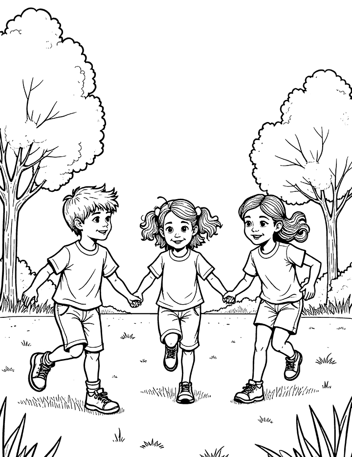 Playing at the park coloring page 2