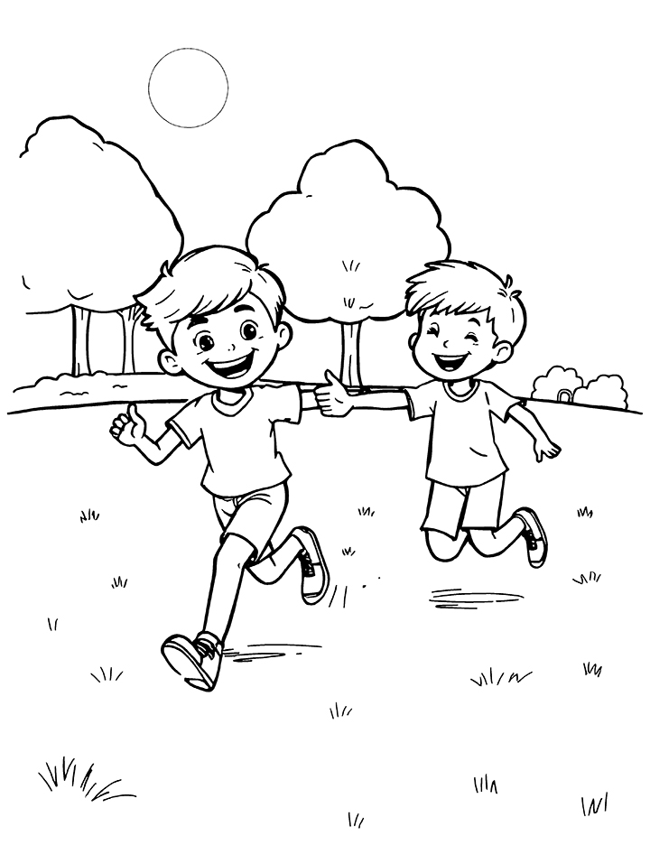 Playing tag coloring page 3