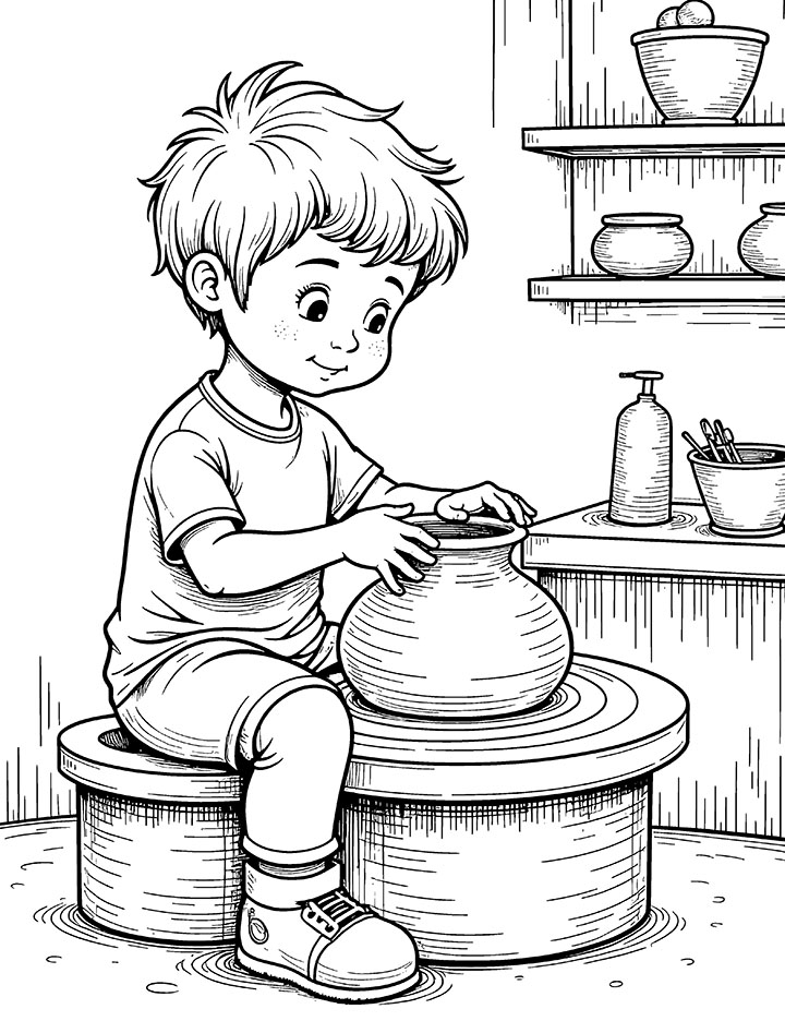 Pottery coloring page 3