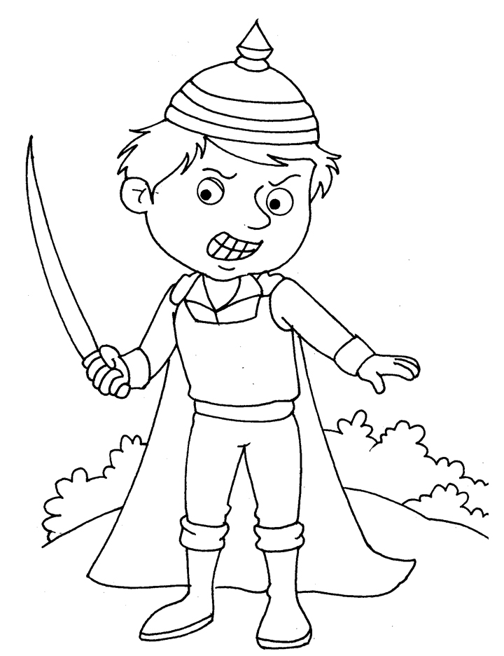 Prince with a sword coloring page