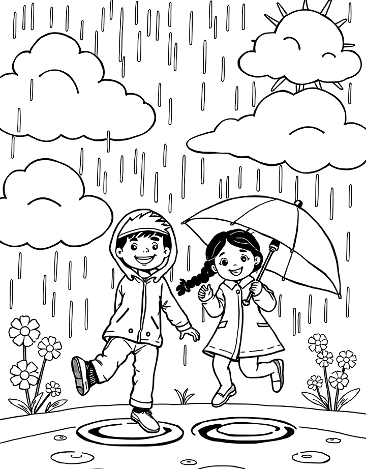 Rain coloring page