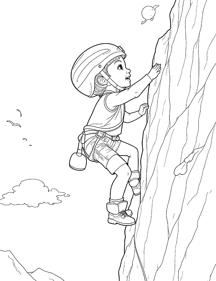 Rock climbing coloring page 3