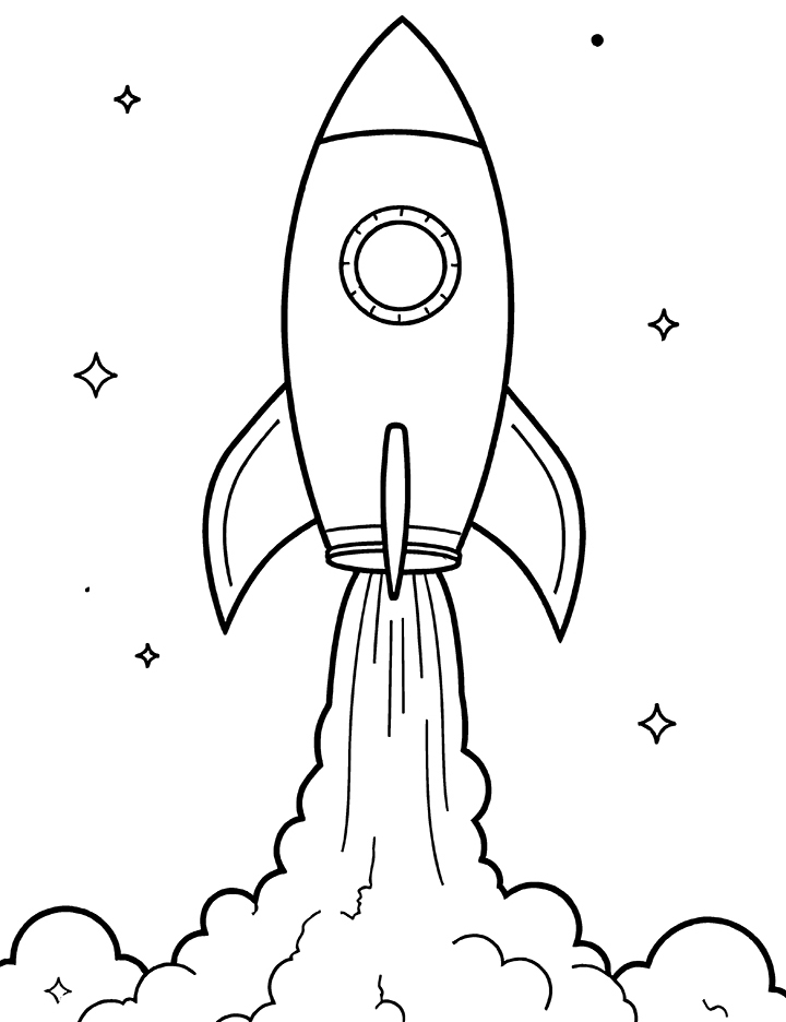 Rocket launch coloring page 2