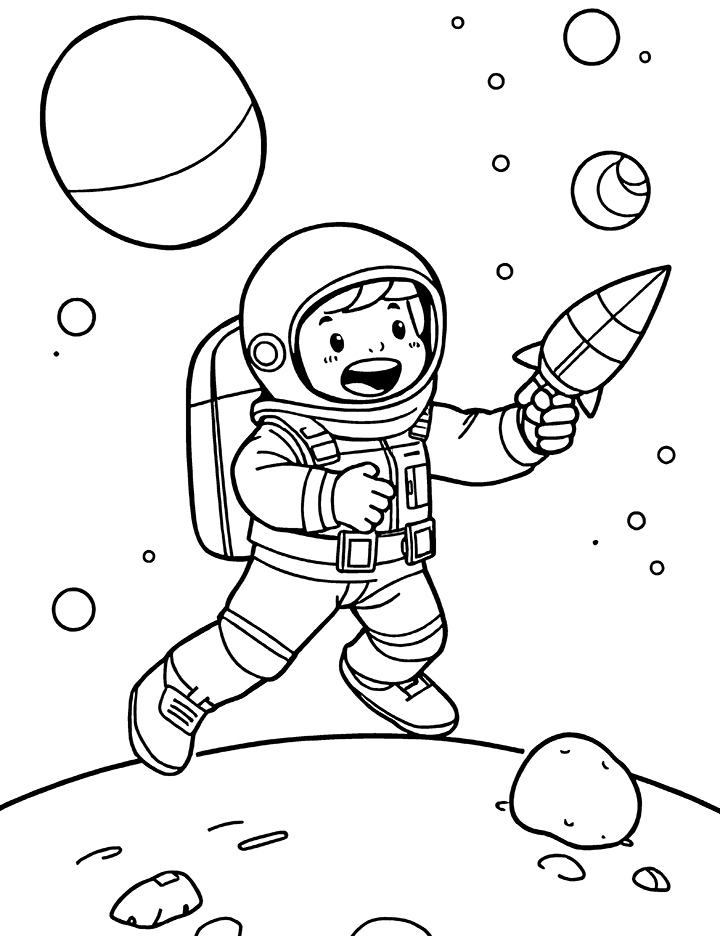 Rocket launch coloring page