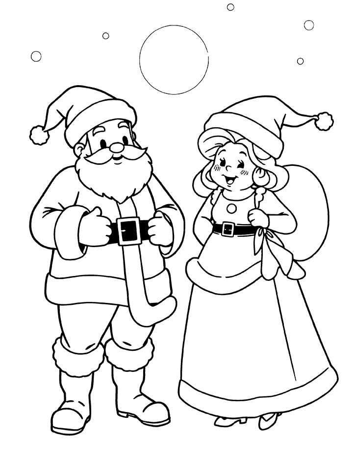 Santa and Mrs Claus coloring page