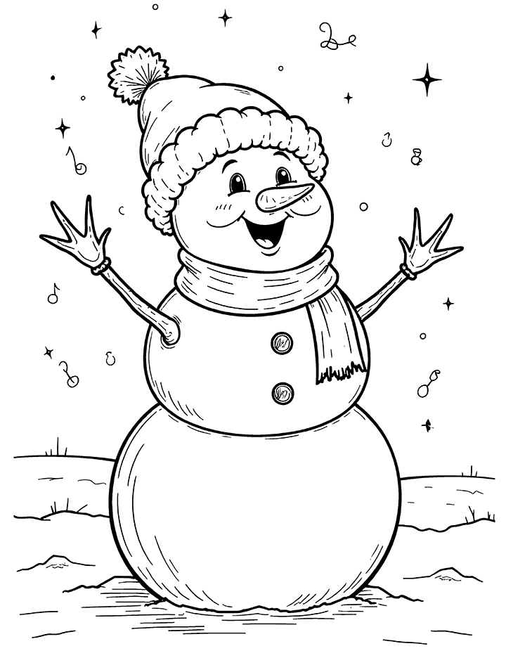 Singing snowman coloring page