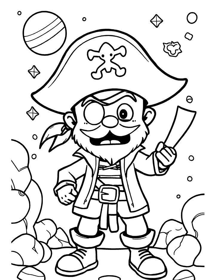 Space pirate coloring page