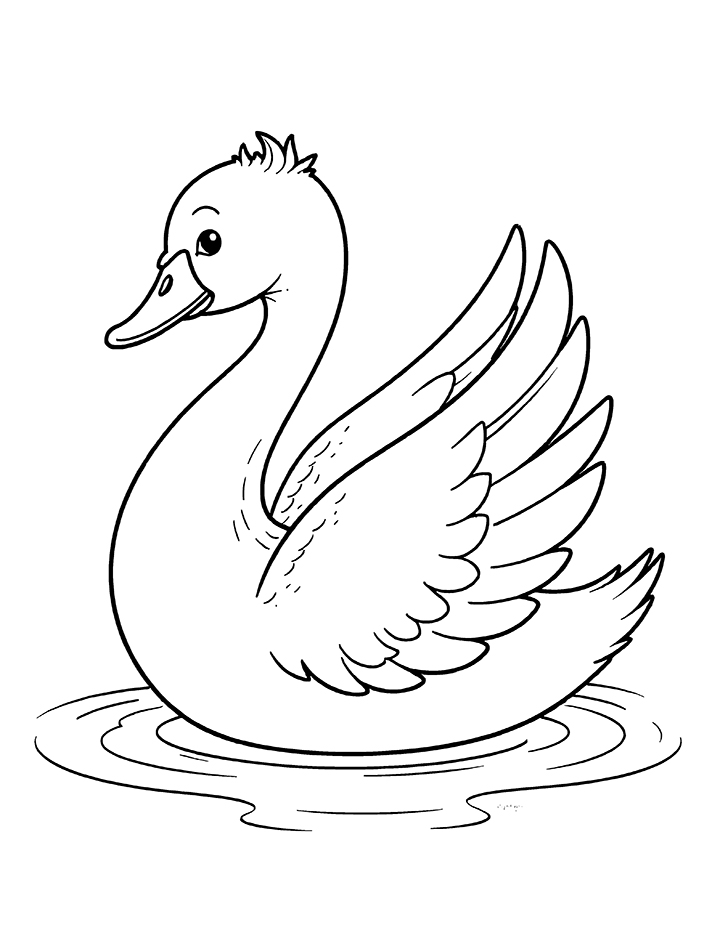 Swan with beautiful wings coloring page