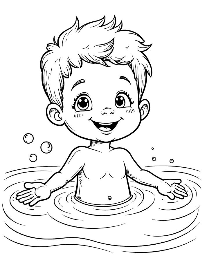 Swimming coloring page