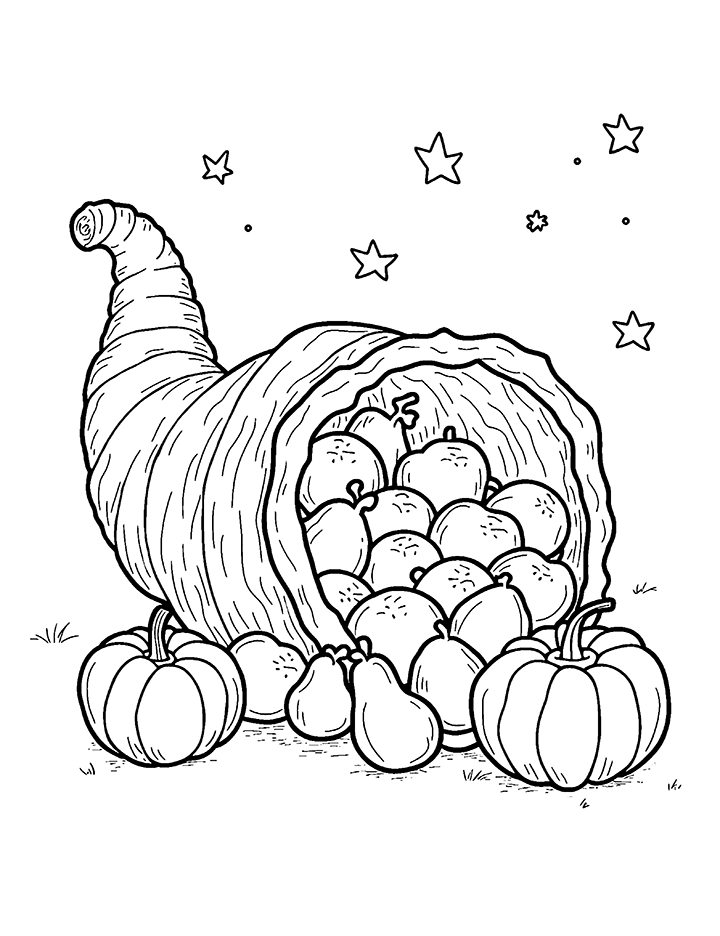 Thanksgiving cornucopia basket coloring page 2