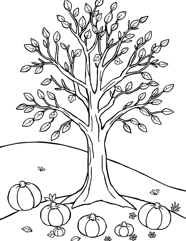 Thanksgiving thankful tree coloring page