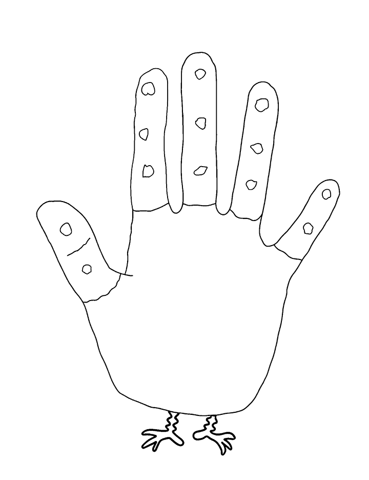 Thanksgiving turkey handprint coloring page 2