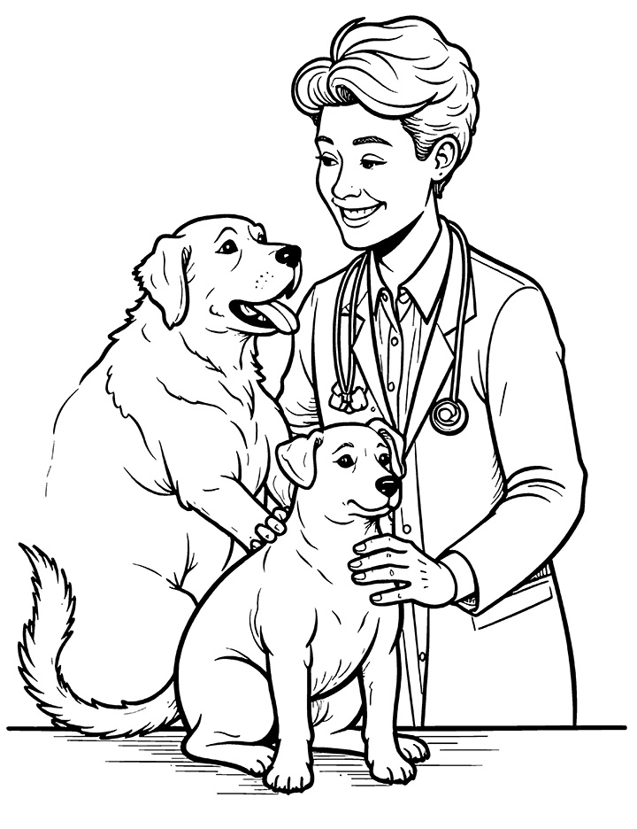 Veterinarian doctor coloring page