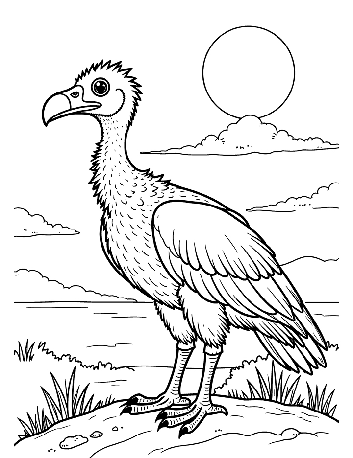 vulture at sunset coloring page