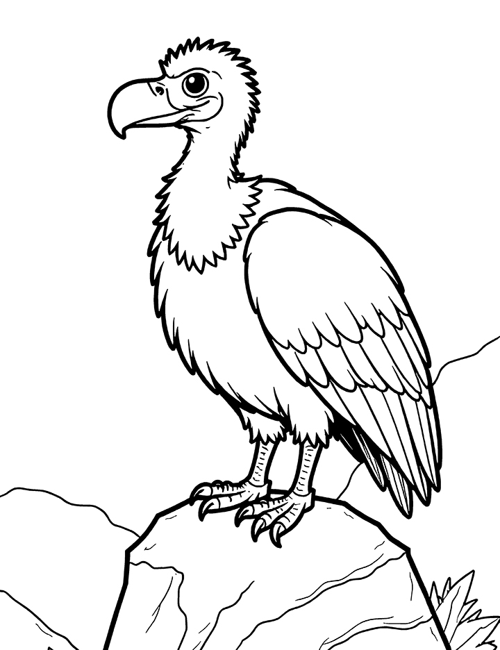 vulture on rock coloring page