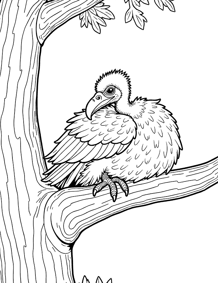 Vulture resting coloring page