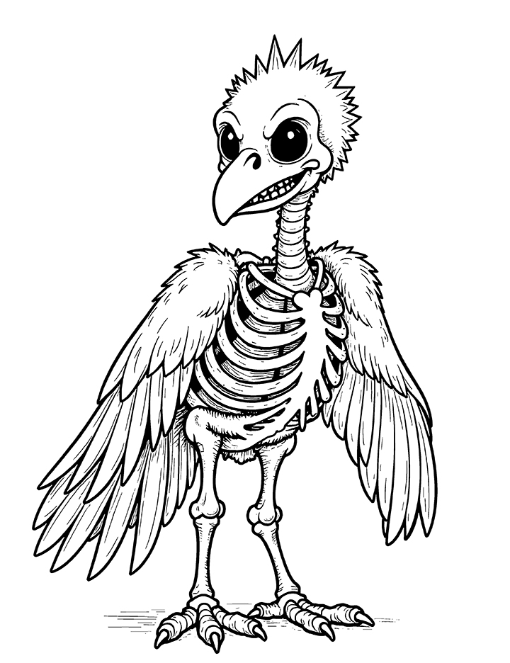 Vulture skeleton coloring page