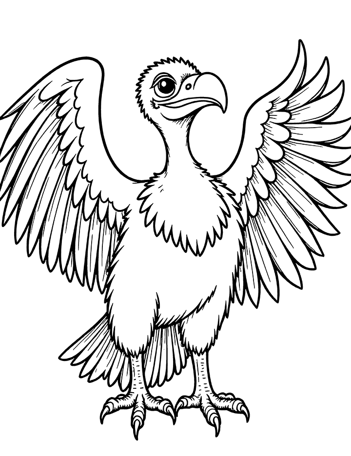 Vulture with powerful wings coloring page