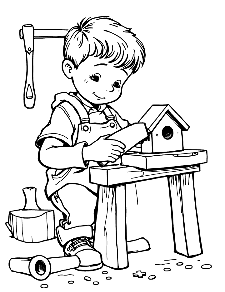 Woodworking coloring page