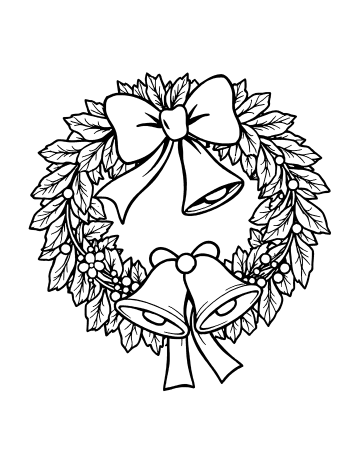 Wreath with bell coloring page