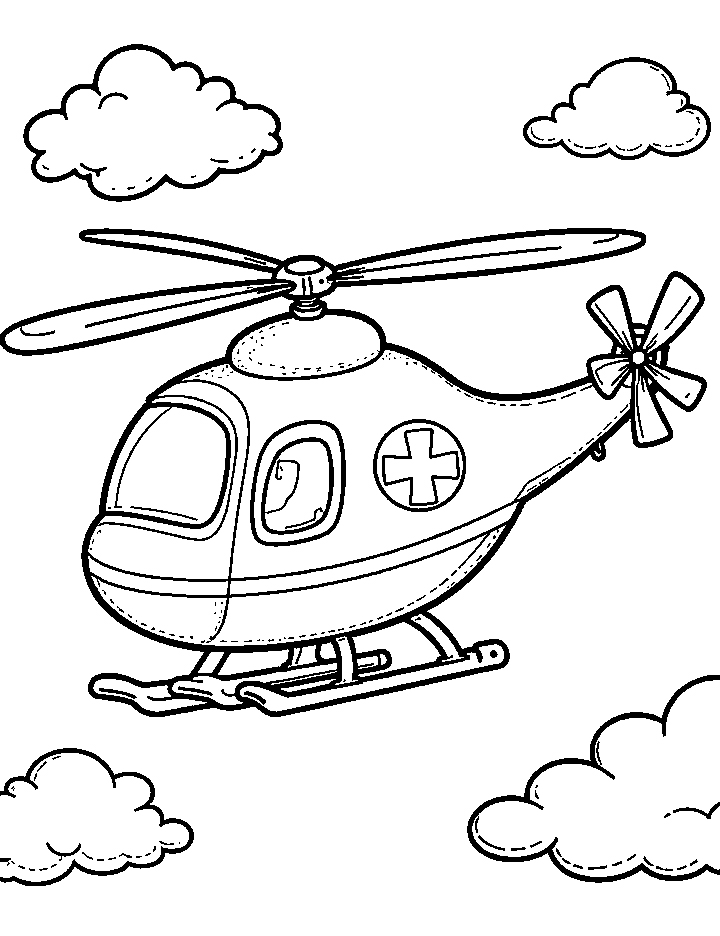 Air ambulance helicopter coloring page