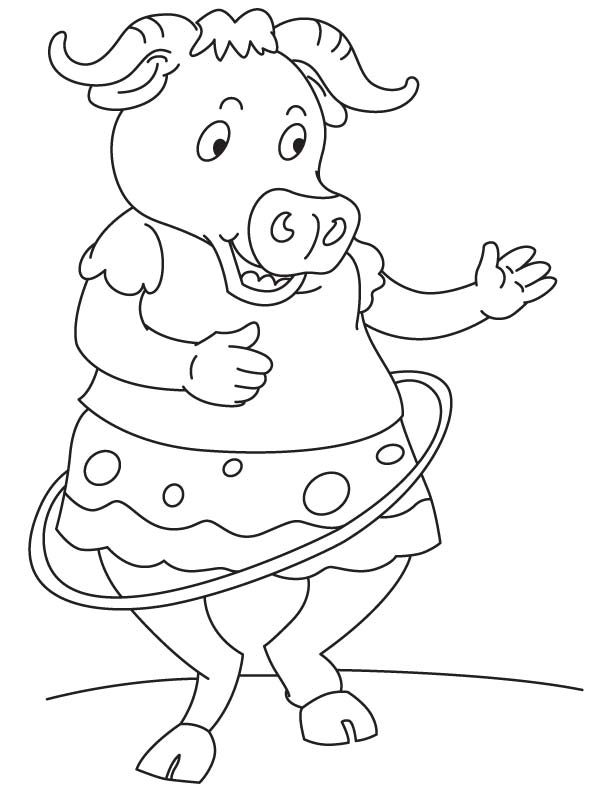 Bull spinning a hula loop coloring page | Download Free Bull spinning a ...