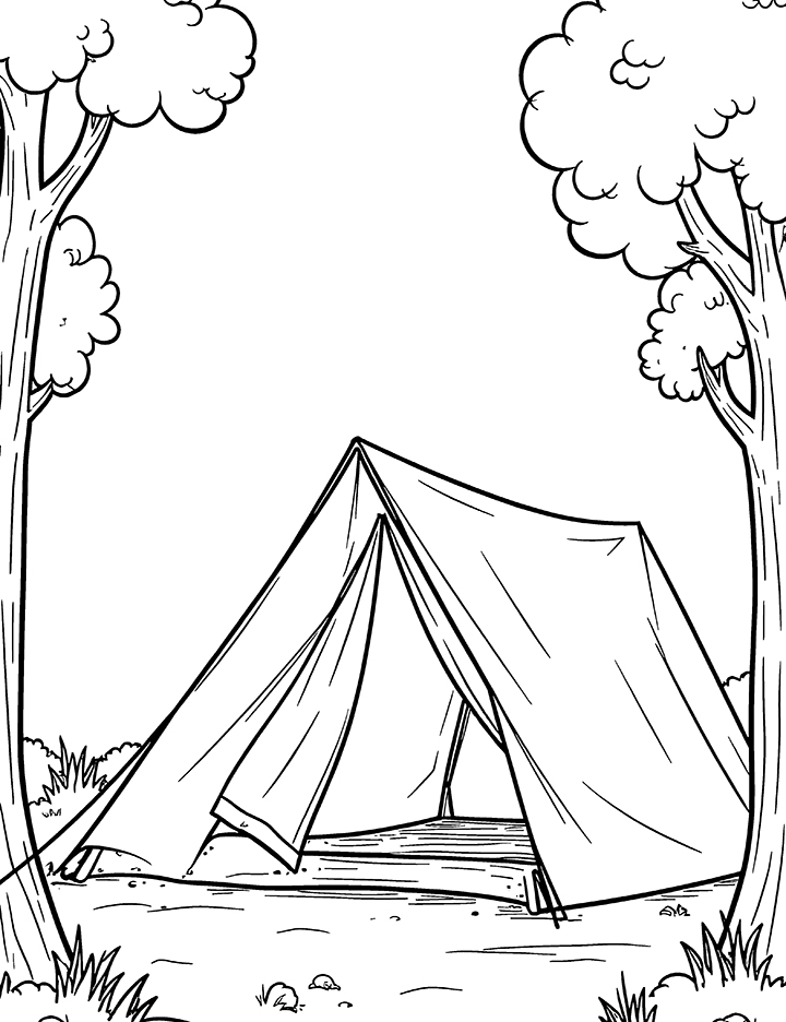 camping tent coloring page