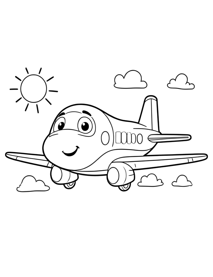 cartoon airplane coloring page