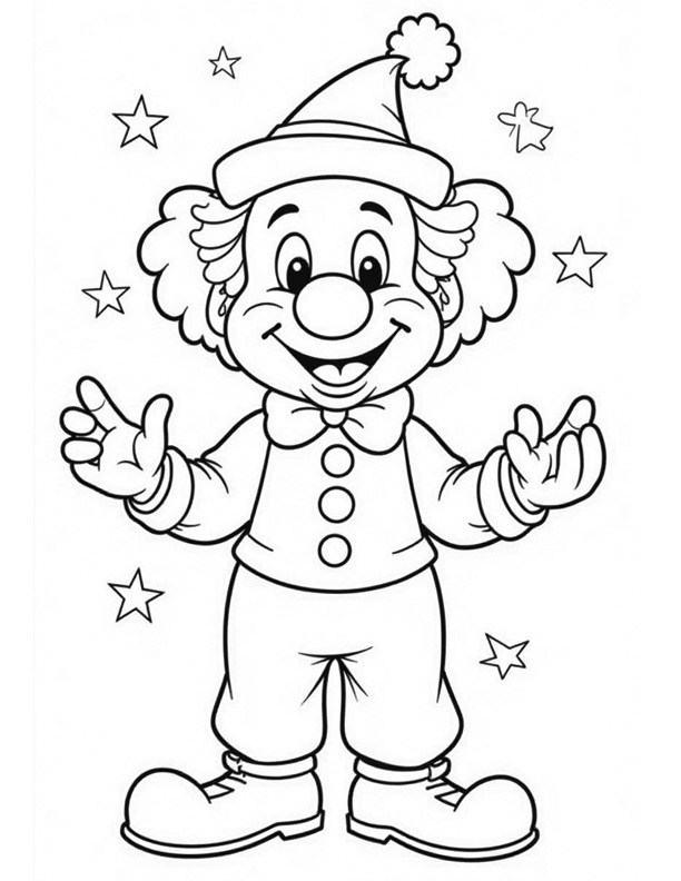 Circus clown smiling coloring page